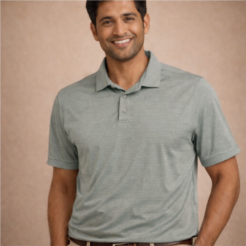 Fennec High Flyers Golf Polo Shirt Men’s Large Aqua Green Striped